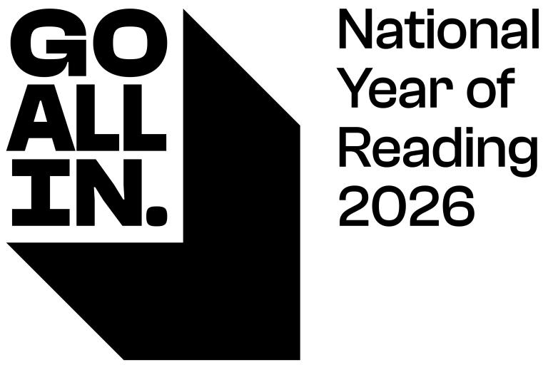 A logo saying Go All In, for National Year of Reading 2026